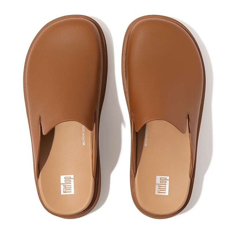 FitFlop Gen-Ff Leather Women's Mules Light Brown | 260NOJASZ