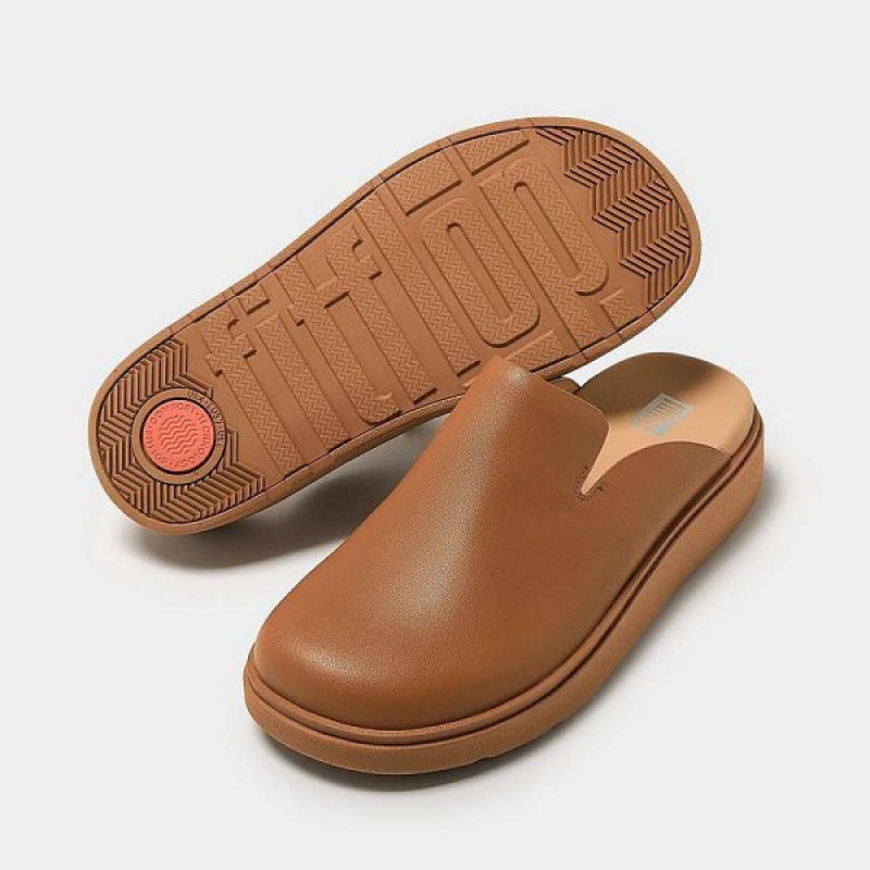 FitFlop Gen-Ff Leather Women's Mules Light Brown | 260NOJASZ