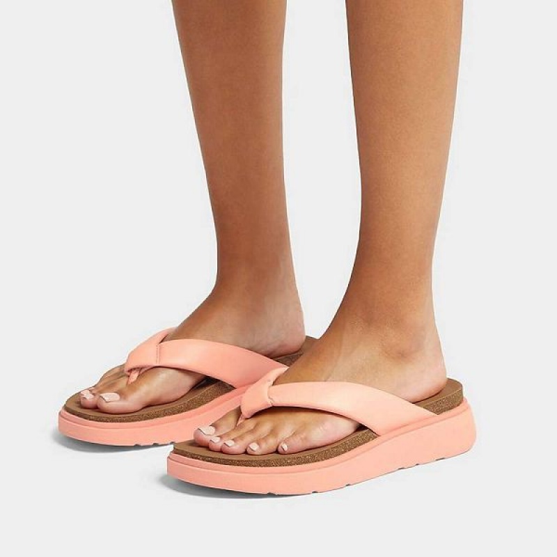 FitFlop Gen-Ff Padded Strap Leather Toe-Post Women's Sandals Brown / Coral | 196WQKTDZ