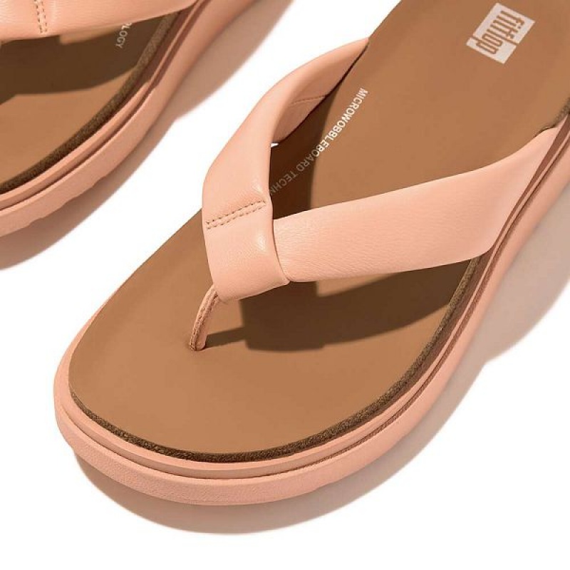 FitFlop Gen-Ff Padded Strap Leather Toe-Post Women's Sandals Brown / Coral | 196WQKTDZ