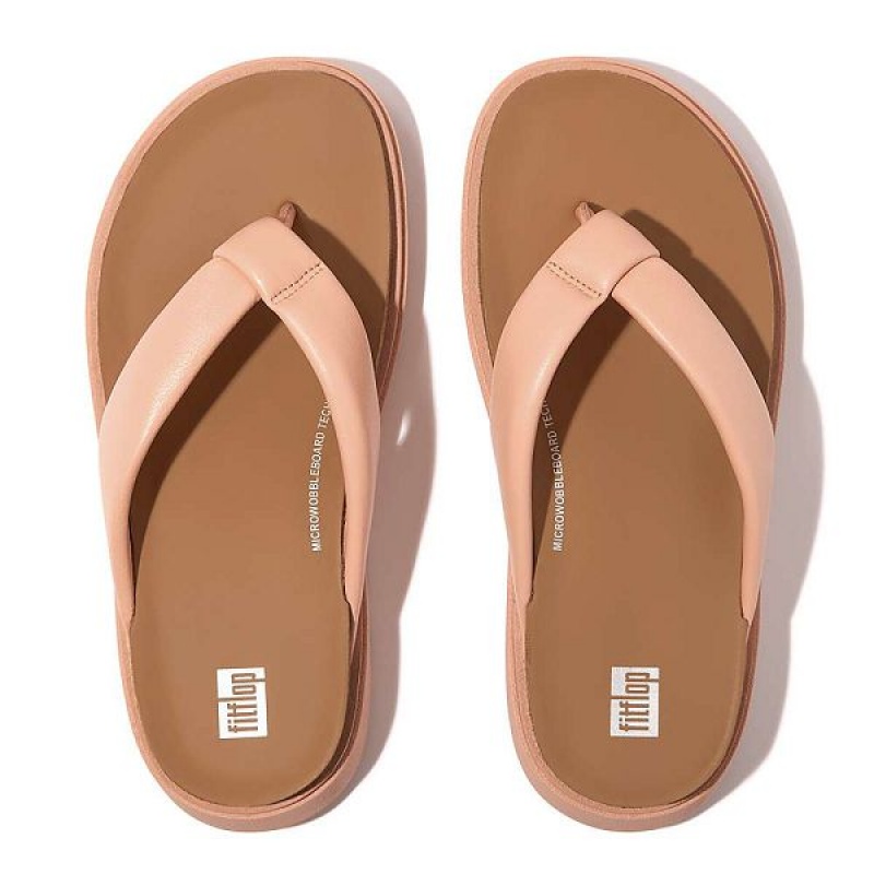 FitFlop Gen-Ff Padded Strap Leather Toe-Post Women's Sandals Brown / Coral | 196WQKTDZ