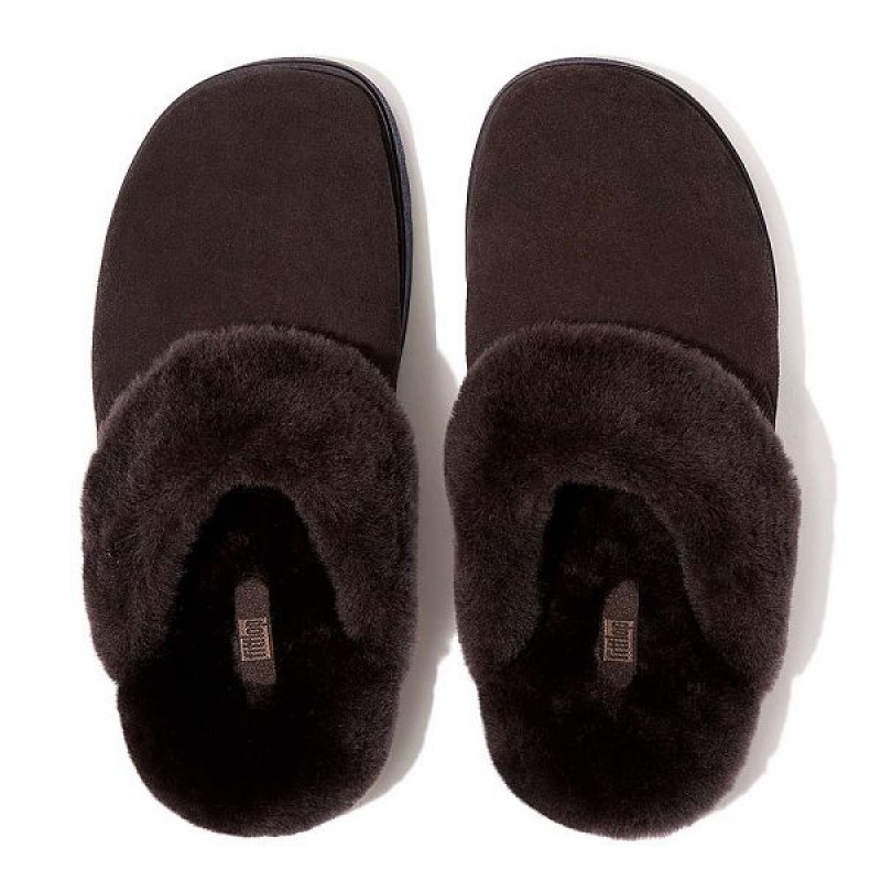 FitFlop Gen-Ff Shearling Collar Suede Women's Slippers Brown | 317ATRFUC