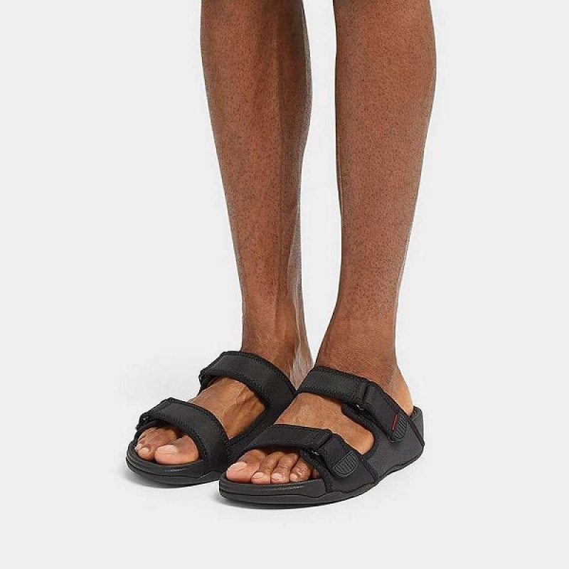 FitFlop Gogh-Moc Adjustable Water Resistant Men's Slides Black | 573GEAVPY