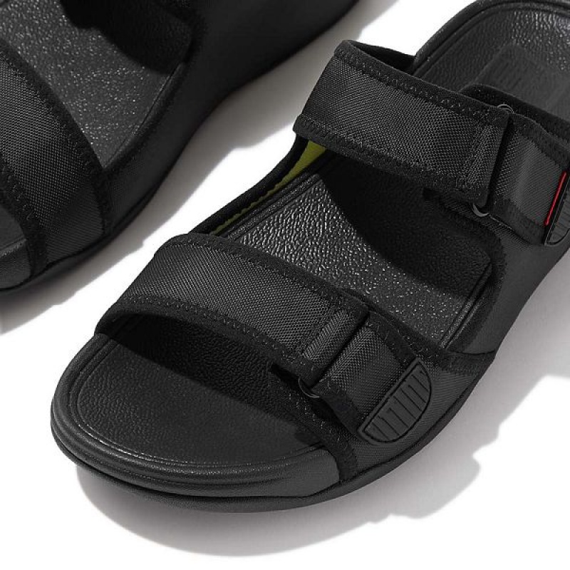 FitFlop Gogh-Moc Adjustable Water Resistant Men's Slides Black | 573GEAVPY