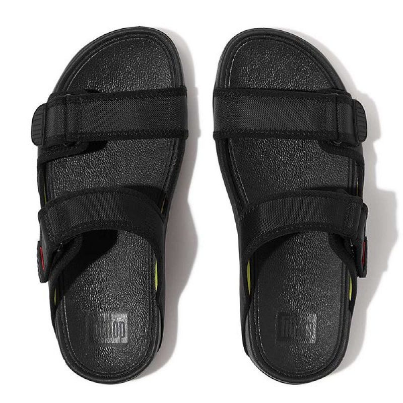 FitFlop Gogh-Moc Adjustable Water Resistant Men's Slides Black | 573GEAVPY