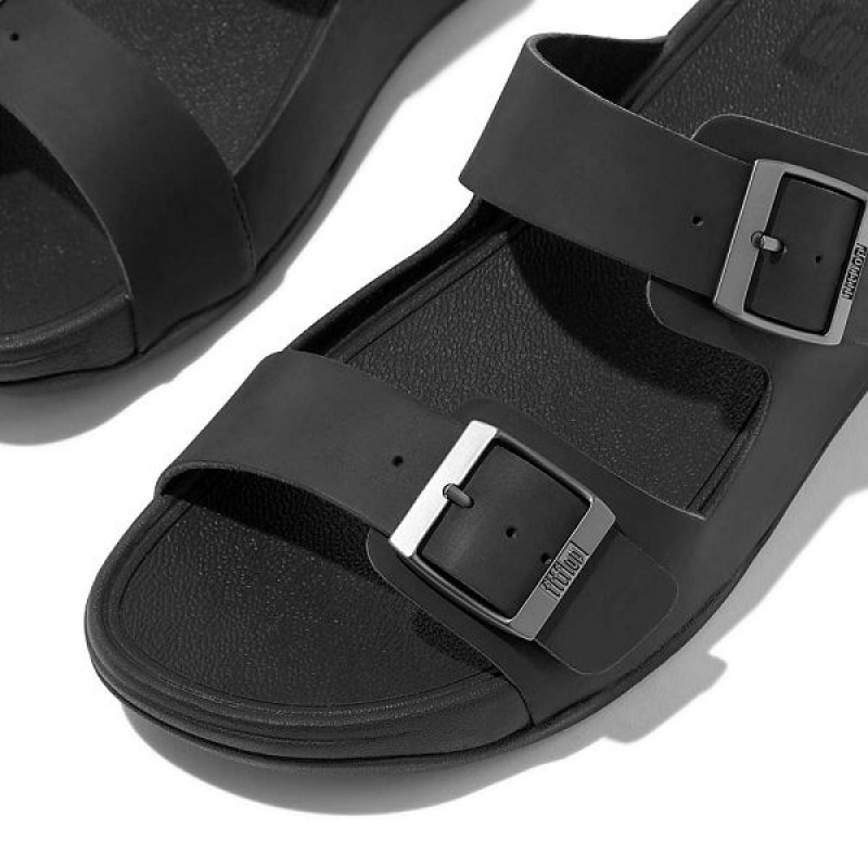 FitFlop Gogh-Moc Buckle Nubuck Men's Slides Black | 149OPQEKB