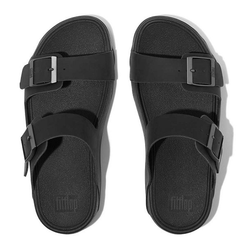 FitFlop Gogh-Moc Buckle Nubuck Men's Slides Black | 149OPQEKB