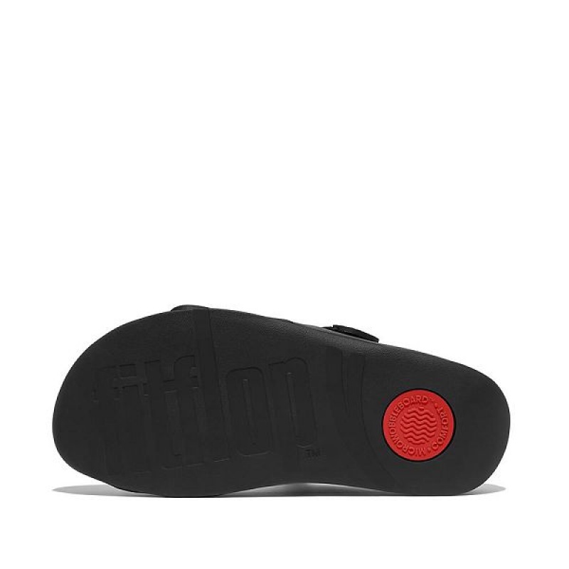 FitFlop Gogh Leather Men's Slides Black | 583VSCXKP