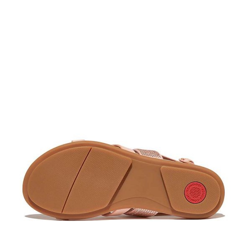 FitFlop Gracie Crystal Leather Strappy Back-Strap Women's Sandals Brown / Coral | 621RWSTKE