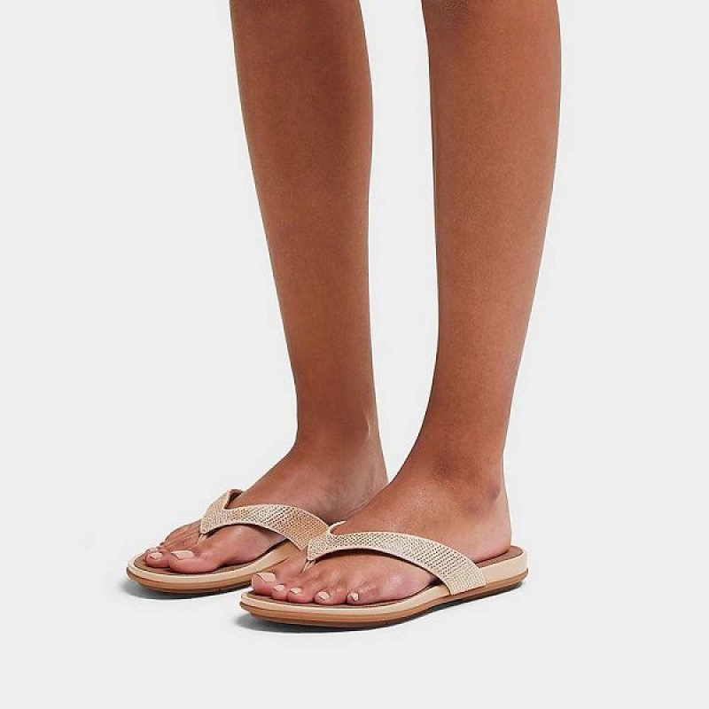 FitFlop Gracie Crystal Women's Flip Flops Grey / Beige | 735AXQVCI