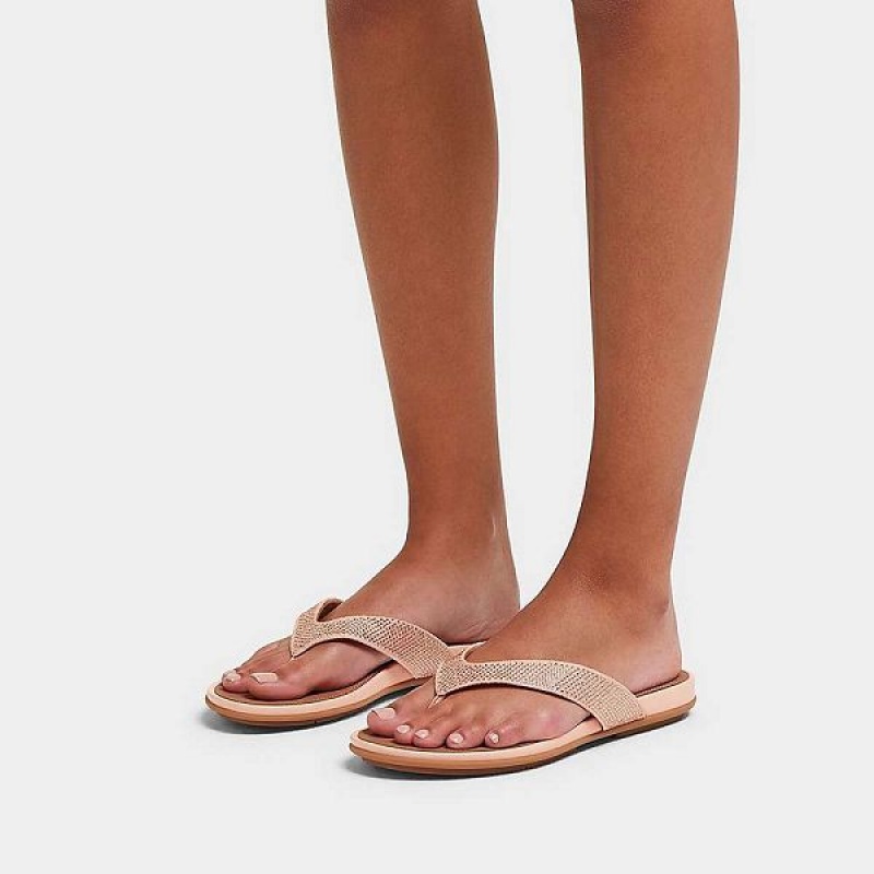 FitFlop Gracie Crystal Women's Flip Flops Brown / Beige | 738XQHPMD