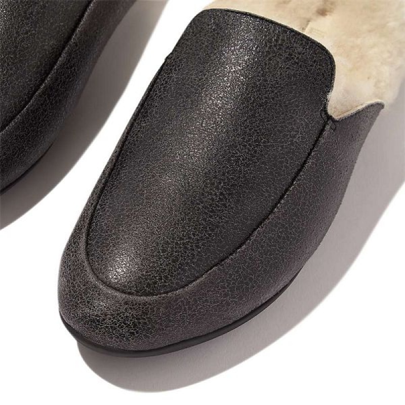 FitFlop Gracie Double Faced Shearling Leather Women's Mules Black | 784YMHICP