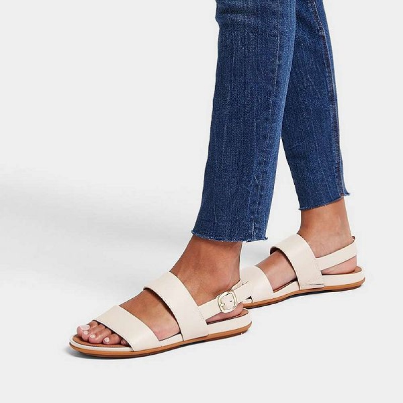 FitFlop Gracie Leather Back-Strap Women's Sandals Grey / Beige | 804RKDMEW