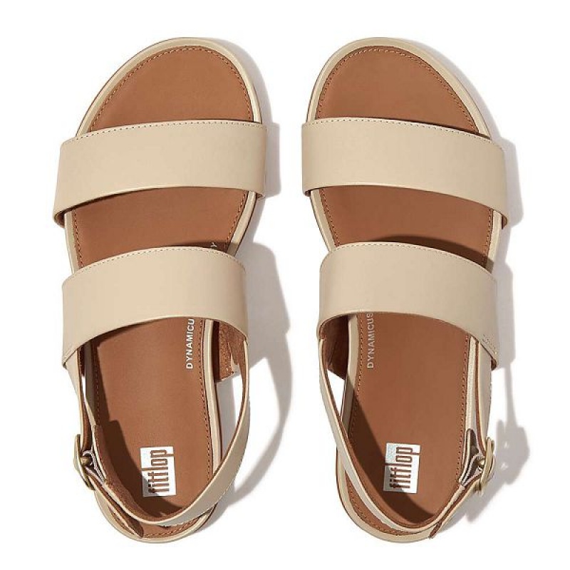 FitFlop Gracie Leather Back-Strap Women's Sandals Grey / Beige | 804RKDMEW