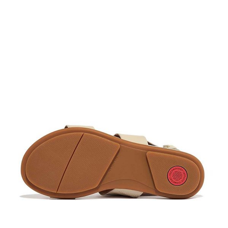 FitFlop Gracie Leather Back-Strap Women's Sandals Grey / Beige | 804RKDMEW