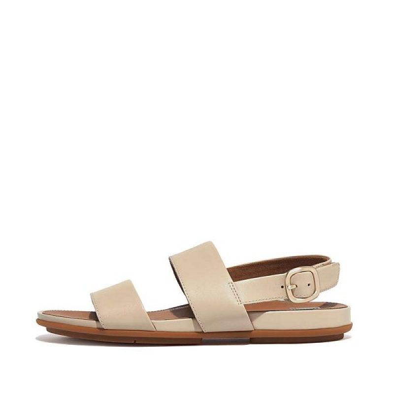 FitFlop Gracie Leather Back-Strap Women\'s Sandals Grey / Beige | 804RKDMEW