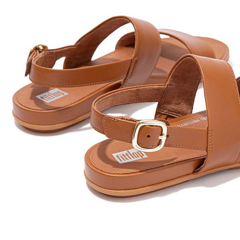 FitFlop Gracie Leather Back-Strap Women's Sandals Light Brown | 408OLAPBS