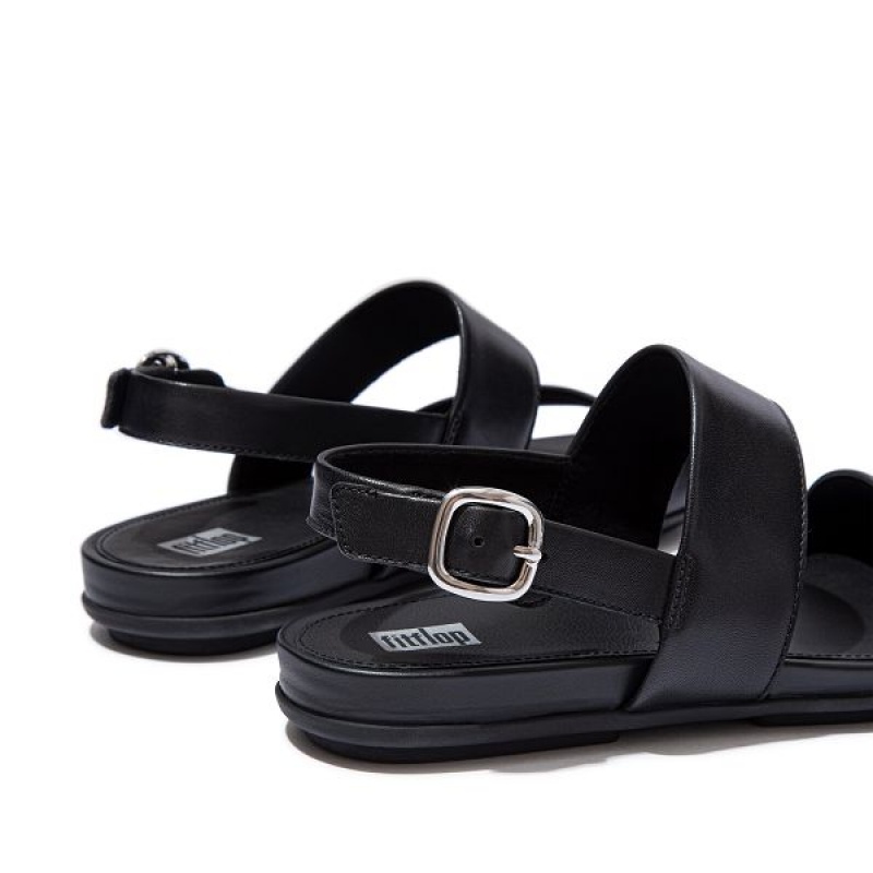 FitFlop Gracie Leather Back-Strap Women's Sandals Black | 328FIPROX