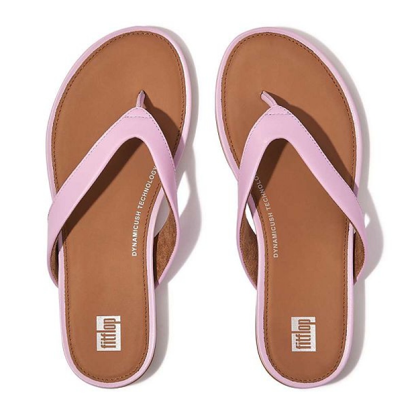 FitFlop Gracie Leather Women's Flip Flops Purple | 754SJYRCX