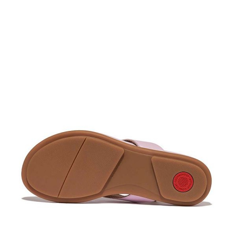 FitFlop Gracie Leather Women's Flip Flops Purple | 754SJYRCX