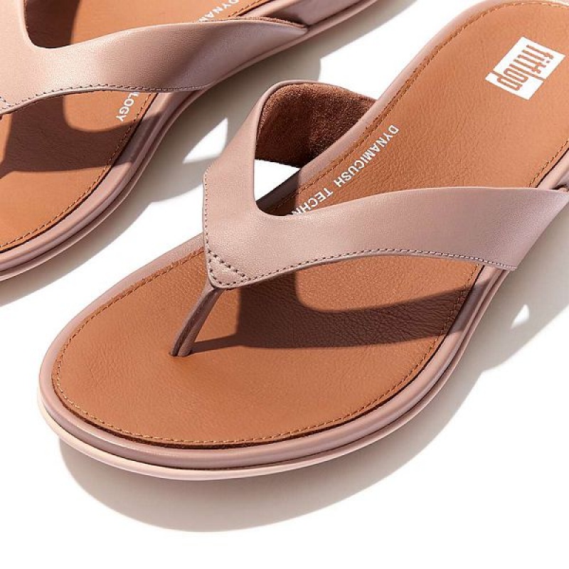 FitFlop Gracie Leather Women's Flip Flops Pink | 670WVSCOL