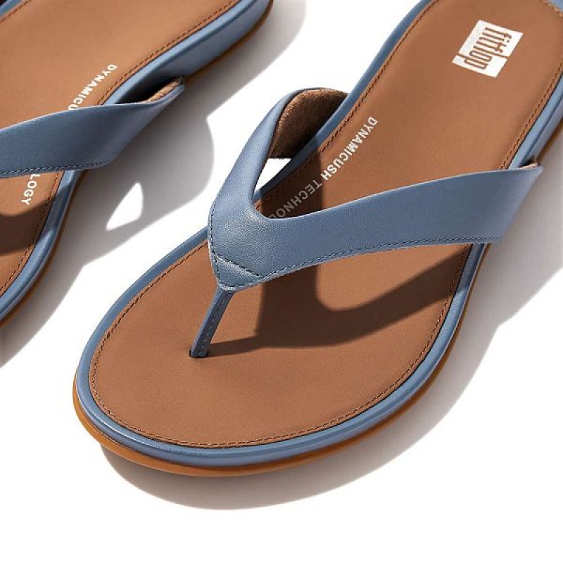 FitFlop Gracie Leather Women's Flip Flops Blue | 741ESULKX