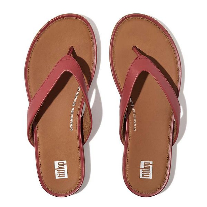 FitFlop Gracie Leather Women's Flip Flops Red | 284BZPVRW