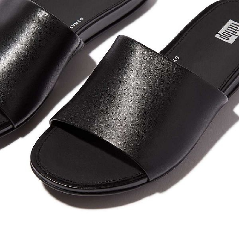 FitFlop Gracie Leather Women's Slides Black | 457SZMAEJ