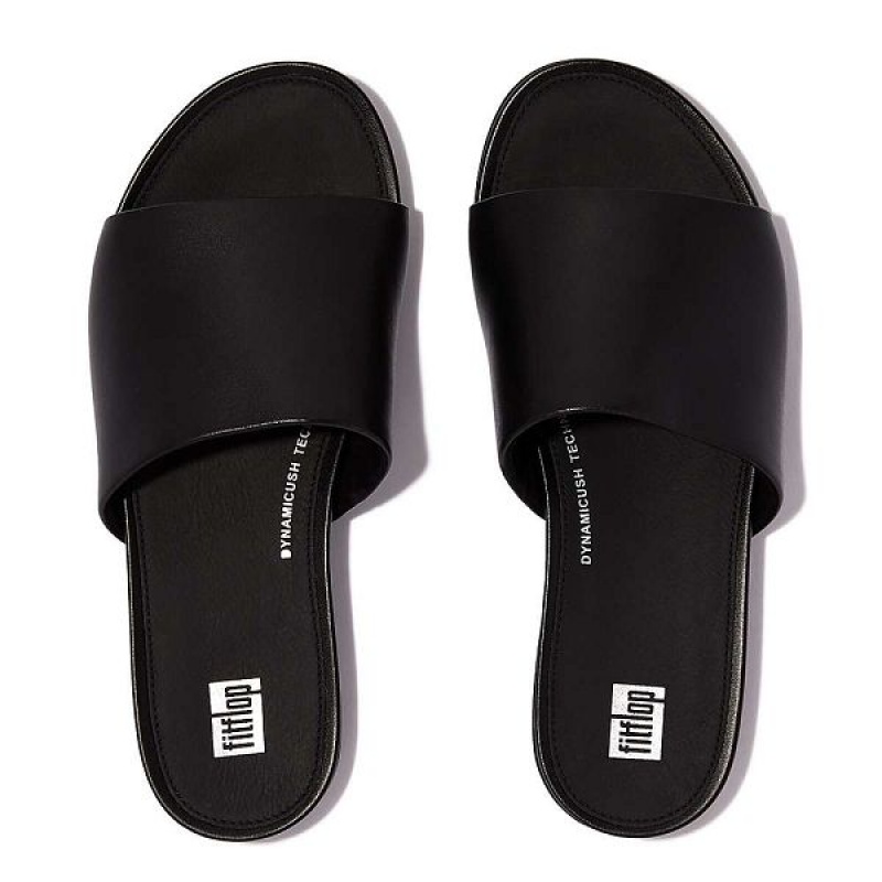 FitFlop Gracie Leather Women's Slides Black | 457SZMAEJ