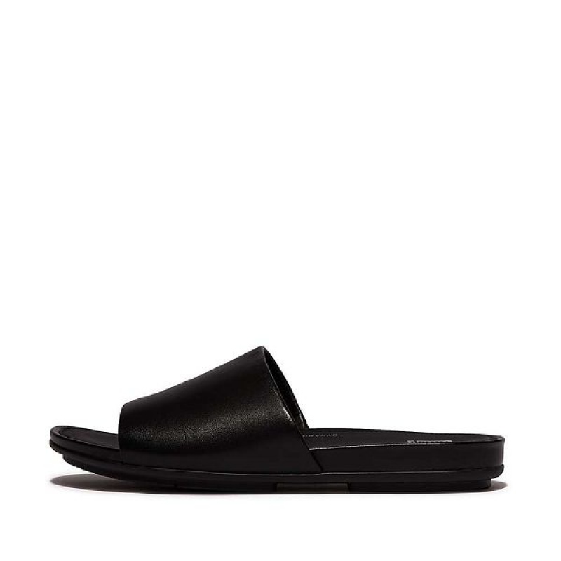 FitFlop Gracie Leather Women\'s Slides Black | 457SZMAEJ