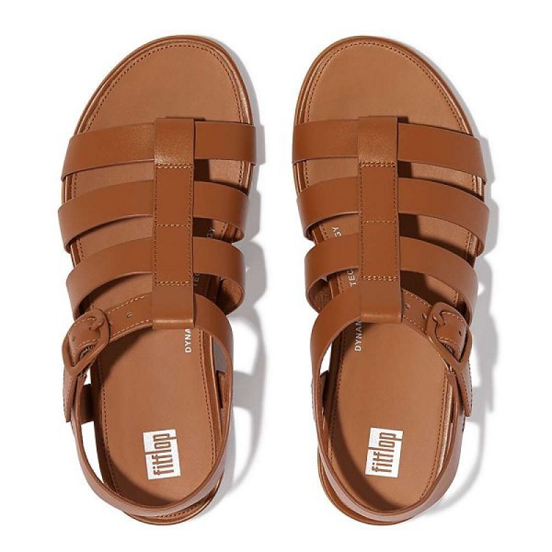 FitFlop Gracie Matt Buckle Leather Fisherman Women's Sandals Light Brown | 724ACDWGN