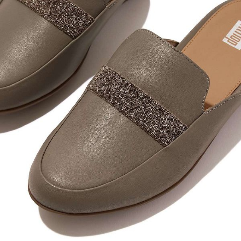 FitFlop Gracie Opul Trim Leather Women's Mules Grey | 716UEDYPV