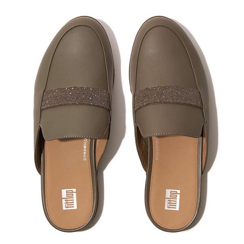 FitFlop Gracie Opul Trim Leather Women's Mules Grey | 716UEDYPV