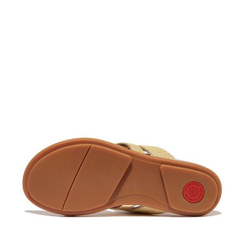 FitFlop Gracie Shimmerlux Strappy Toe-Post Women's Sandals Brown / Gold | 024VFOTMC