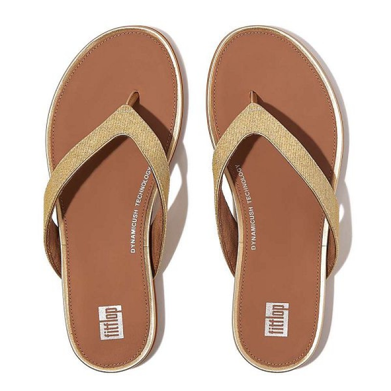 FitFlop Gracie Shimmerlux Women's Flip Flops Brown / Gold | 643AOBUVP