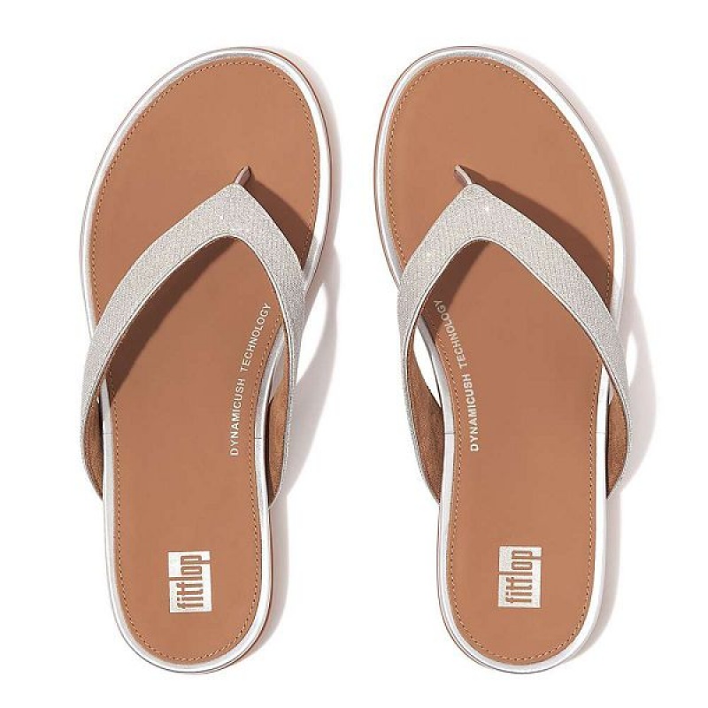 FitFlop Gracie Shimmerlux Women's Flip Flops Silver | 623KSTZPO