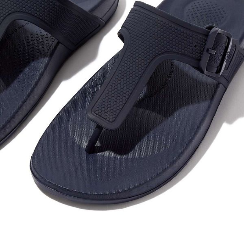 FitFlop Iqushion Adjustable Buckle Women's Flip Flops Navy | 945TXGAIS