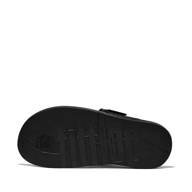 FitFlop Iqushion Adjustable Buckle Women's Flip Flops Black | 647OGQNDE