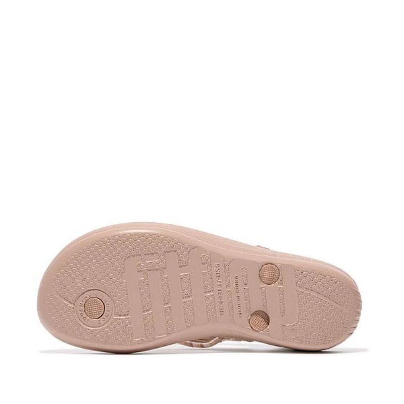 FitFlop Iqushion Art Webbing Ergonomic Women's Flip Flops Beige | 652WQLKOJ