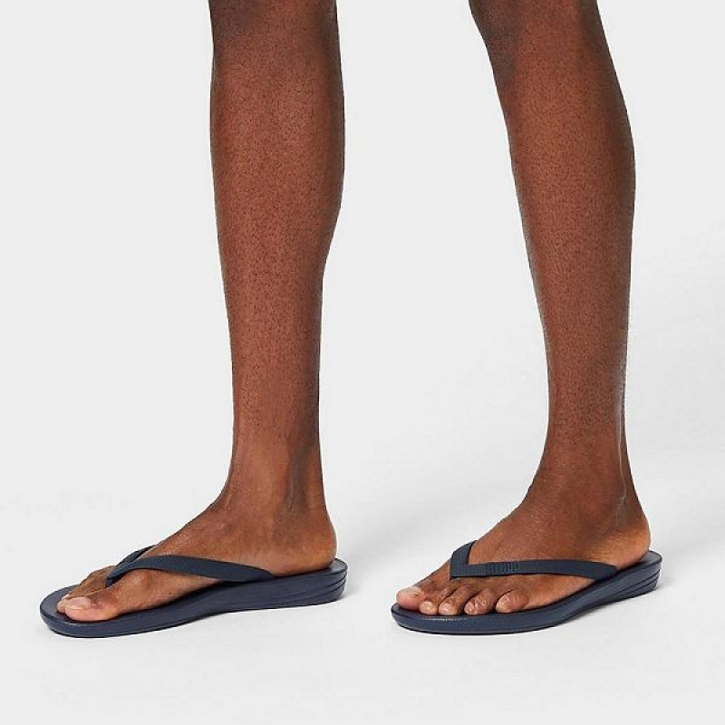 FitFlop Iqushion Ergonomic Men's Flip Flops Navy | 136LDSRAE