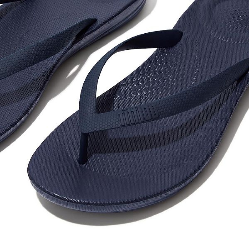 FitFlop Iqushion Ergonomic Men's Flip Flops Navy | 136LDSRAE