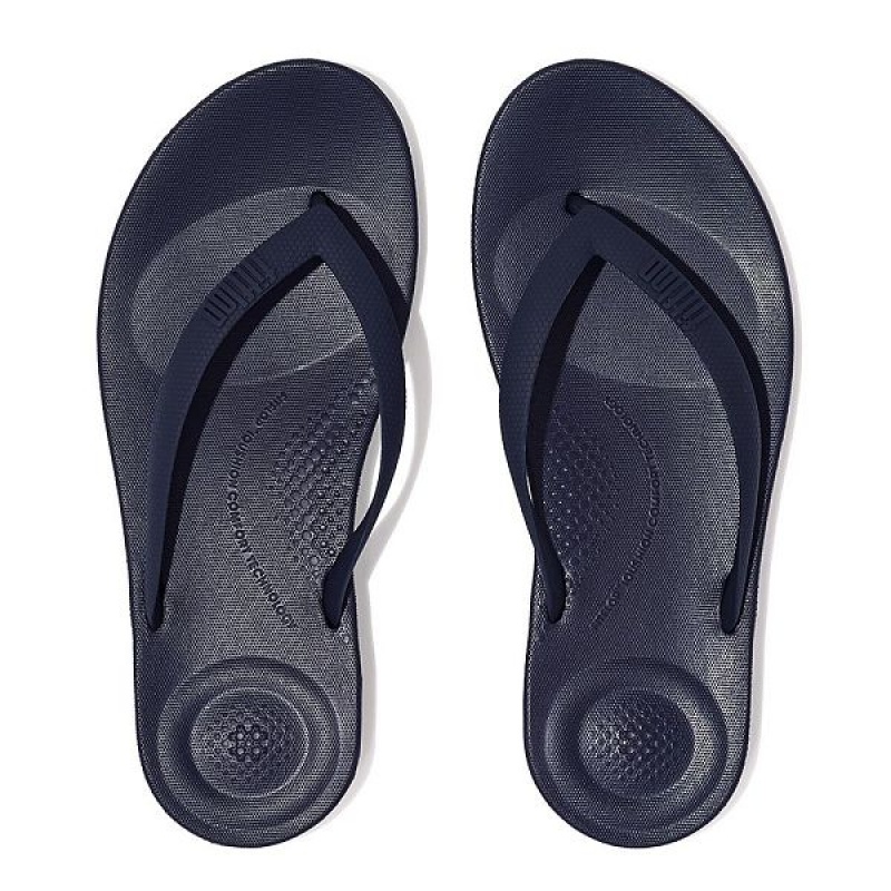 FitFlop Iqushion Ergonomic Men's Flip Flops Navy | 136LDSRAE