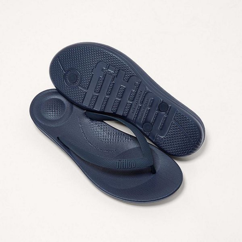 FitFlop Iqushion Ergonomic Men's Flip Flops Navy | 136LDSRAE