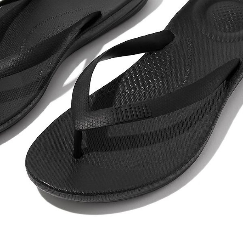 FitFlop Iqushion Ergonomic Men's Flip Flops Black | 128DFHYXM