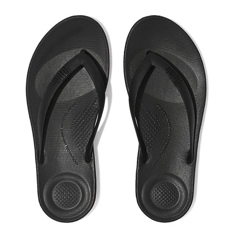 FitFlop Iqushion Ergonomic Men's Flip Flops Black | 128DFHYXM