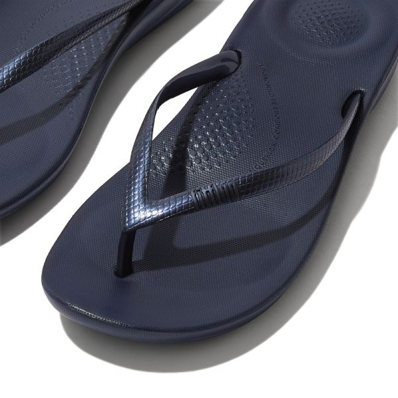 FitFlop Iqushion Ergonomic Women's Flip Flops Navy | 564YLTWVC