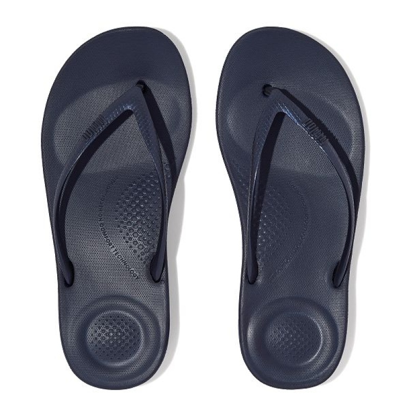 FitFlop Iqushion Ergonomic Women's Flip Flops Navy | 564YLTWVC