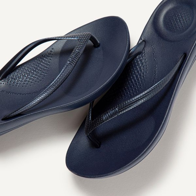 FitFlop Iqushion Ergonomic Women's Flip Flops Navy | 564YLTWVC