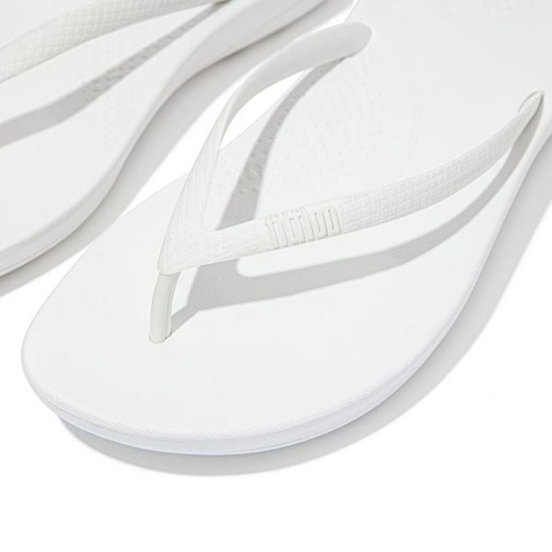 FitFlop Iqushion Ergonomic Women's Flip Flops White | 091UQDWPM