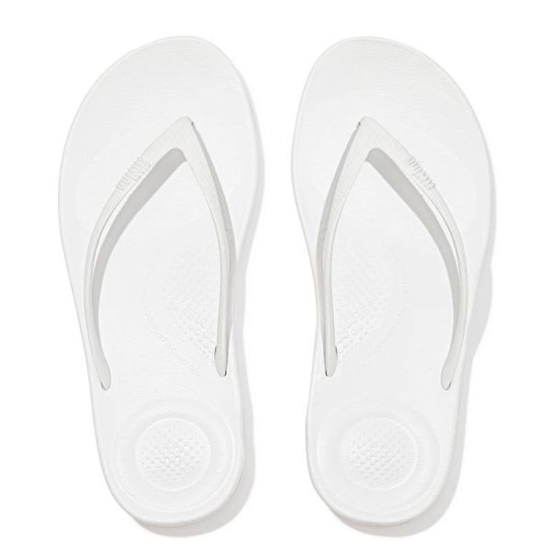 FitFlop Iqushion Ergonomic Women's Flip Flops White | 091UQDWPM